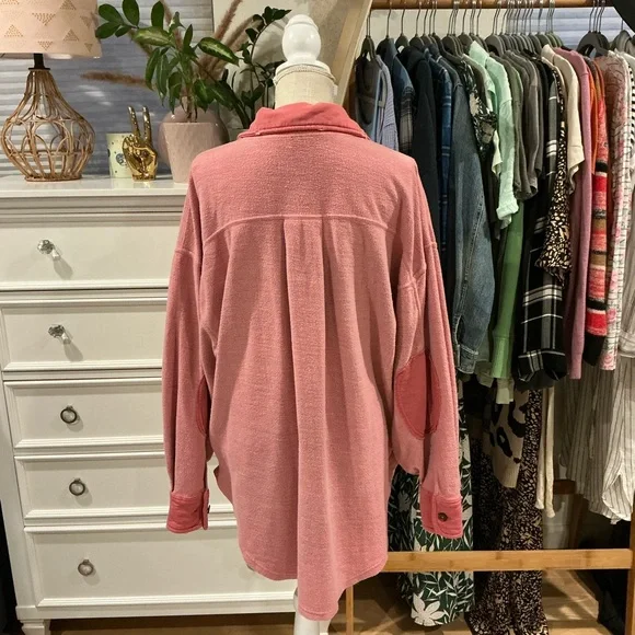 Free People | Pink Ruby Oversized Shirt Jacket size Small - Picture 9 of 15